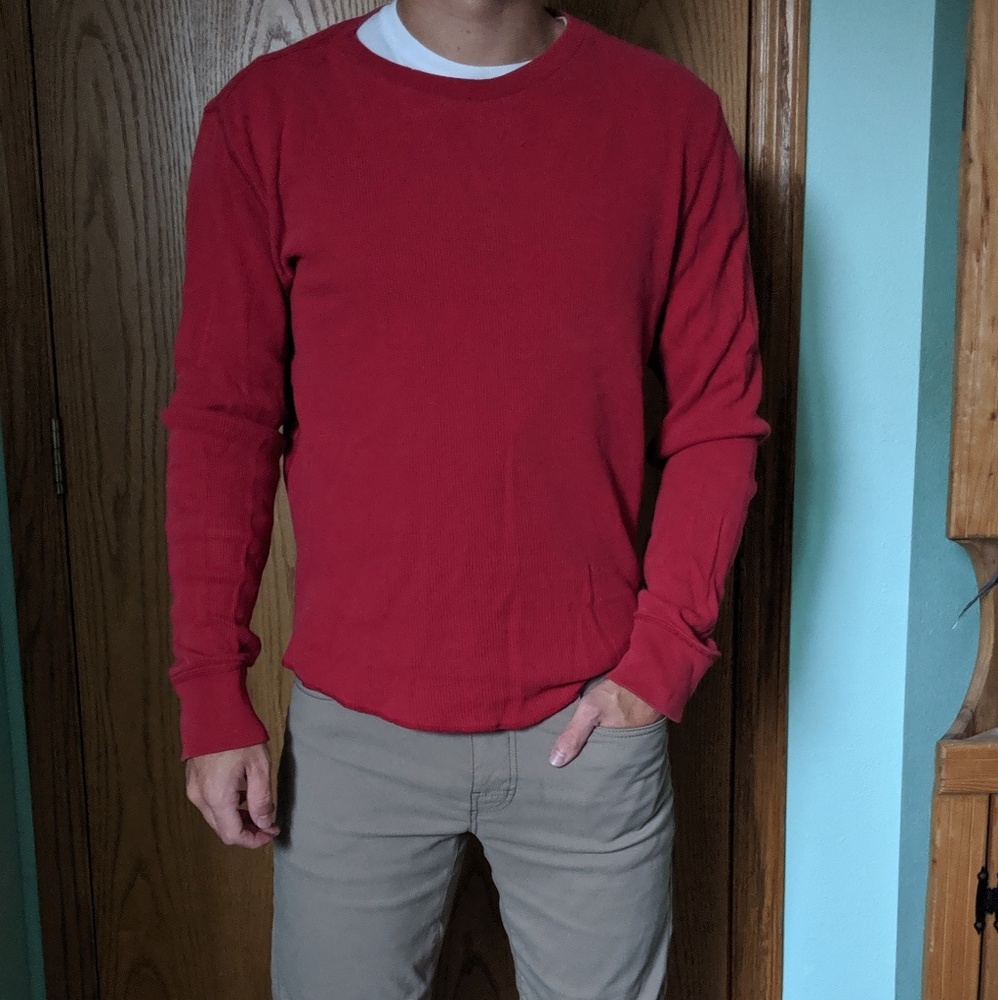 Red waffle shirt